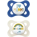Mamá Ι Love Mummy & Daddy Chupetes de silicona I Love Mummy - Azul/Alb - Beige para 2-6 meses 2pcs 2pcs