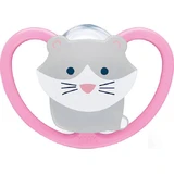 Nuk Space Chupete ortodóntico de silicona con bolsa Gato - Rosa para 0-6 meses