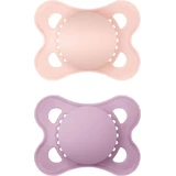 Mam Nature's Colours Chupetes Ortodónticos de Silicona - Rosa-Mov para 2-6 meses 2pcs