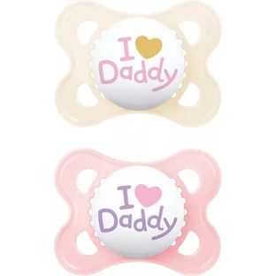 Chupetes de Silicona Mamá Original Love Daddy - Rosa 2-6 meses 2pcs