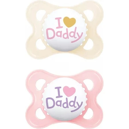 Chupetes de Silicona Mamá Original Love Daddy - Rosa 2-6 meses 2pcs