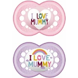 Mam 265S Chupetes Ortodónticos de Silicona I Love Mummy - Rosa Lila para 16+ meses 2pcs