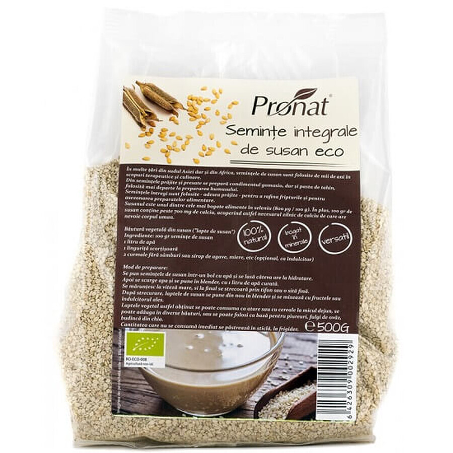 Seminte de susan integral Eco, 500 gr, Pronat