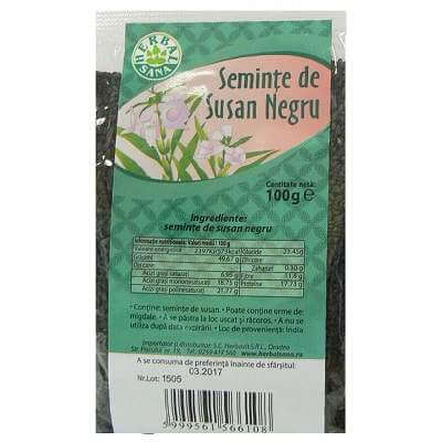 Semillas de sésamo negro, 300 g, Herbal Sana