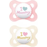 Mam Original Mommy Loves Mommy Silicone Orthodontic Pacifiers - Pink/Beech for 2-6 months 2pcs