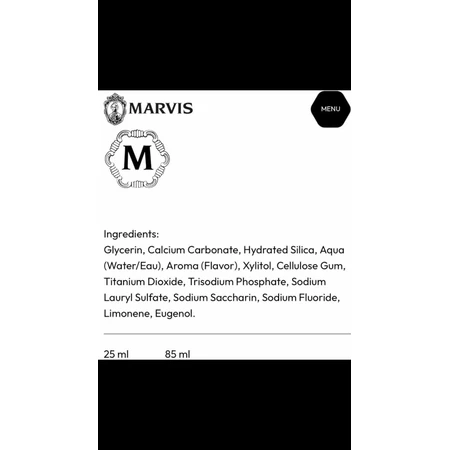 Marvis Whitening Mint Pastă de dinți pentru Albire 10ml