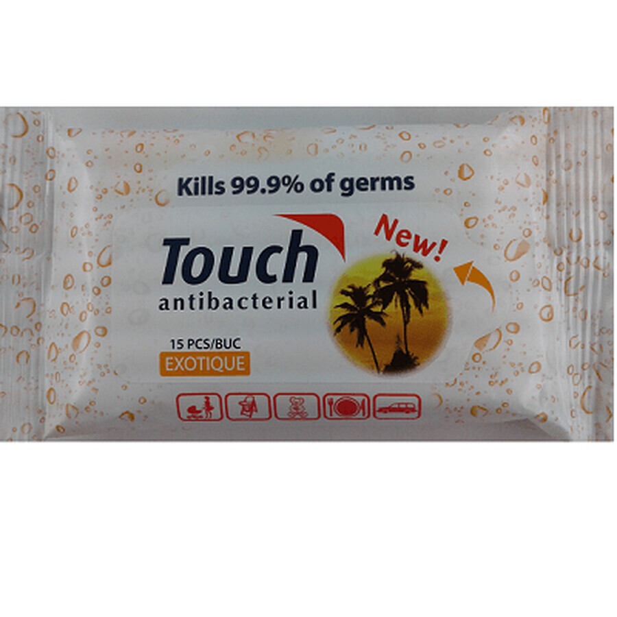 Toallitas húmedas antibacterianas Exotique, 15 unidades, Touch