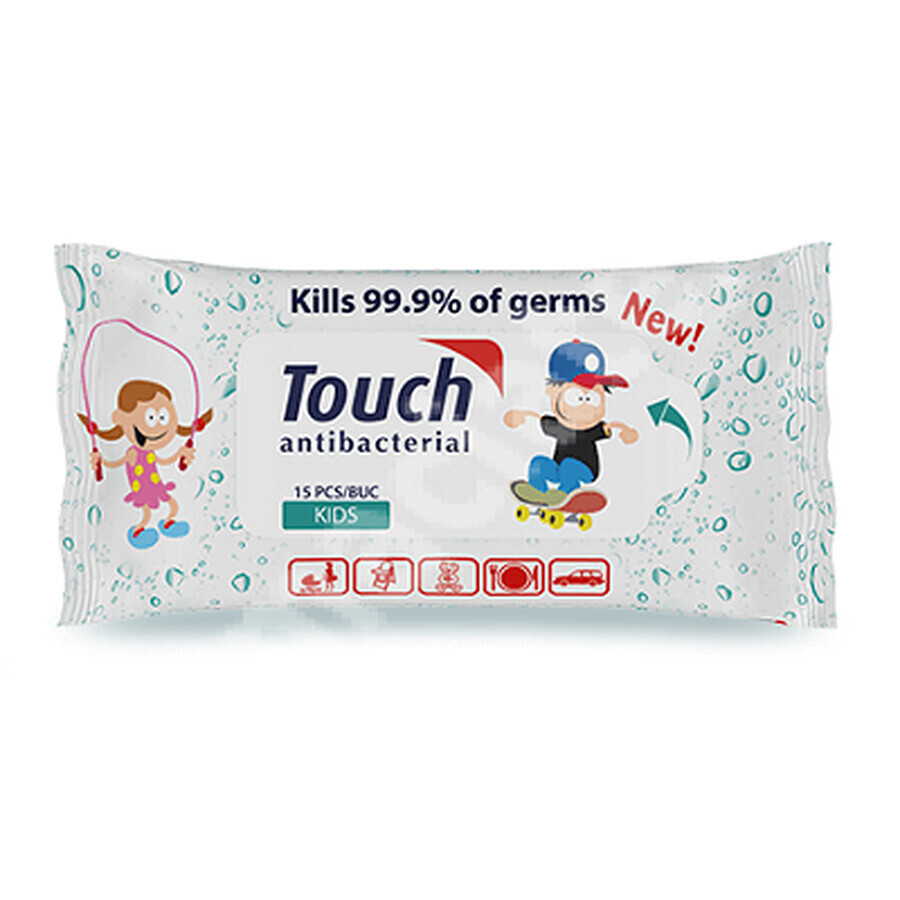 Servetele umede antibacteriene Kids, 15 bucati, Touch