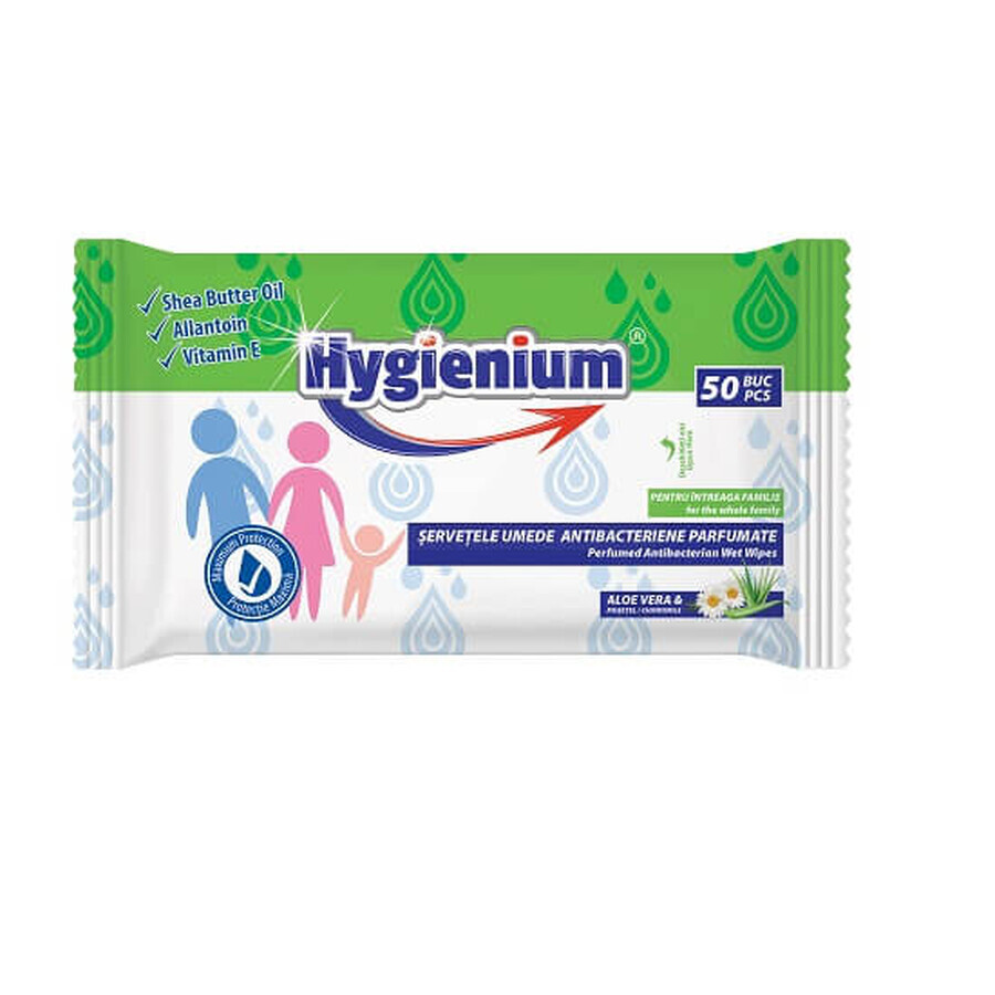 Toallitas húmedas de Aloe Vera y Camomila, Familia, 50 uds, Hygienium