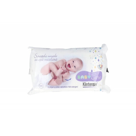 Toallitas húmedas micelares biodegradables Baby Care, 40 unidades, Klintensiv