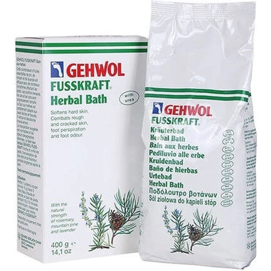 Gehwol Fusskraft Fusskraft Baño de Hierbas Sales Limpiadoras para Ampollas, Callos y Callosidades Agrietadas con Urea 400gr