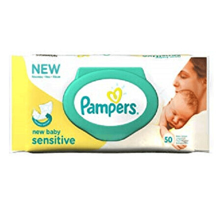 Lingettes humides pour bébés sensibles, 50 pièces, Pampers