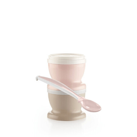 Set 2 recipiente cu capac si lingurita Powder Pink, Thermobaby