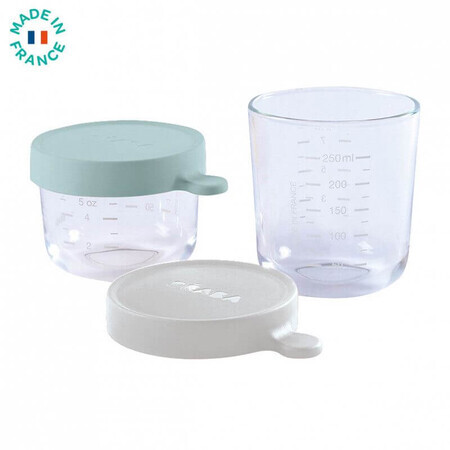 Set di 2 contenitori in vetro, 150/250 ml, Verde, Beaba