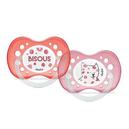 Set de 2 Chupetes Anatómicos para Niñas, Divertidos Animales, Varios Diseños, +18 meses, Dodie