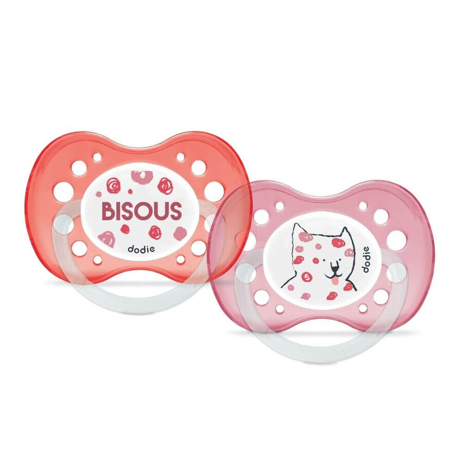 Set de 2 Chupetes Anatómicos para Niñas, Divertidos Animales, Varios Diseños, +18 meses, Dodie