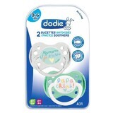 Set of 2 Anatomic Soothers, Mummy and Daddy, 0-6 months, Dodie