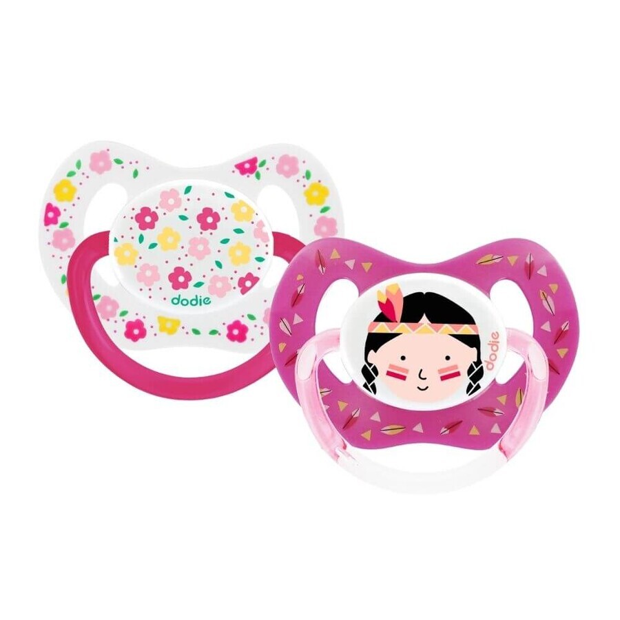 Set de 2 chupetes fisiológicos para niña, +18 meses, Dodie