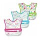 Lote de 3 baberos impermeables con bolsillo reversible, Pink Cupcakes, Green Sprouts