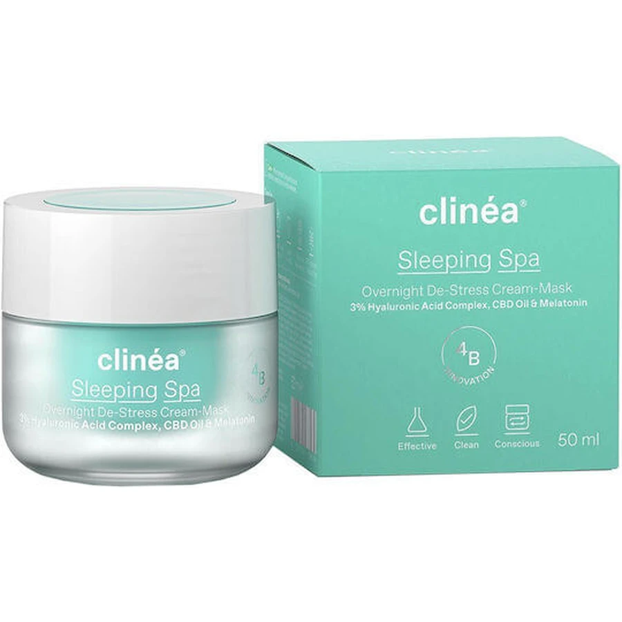 Clinea Sleeping Spa Overnight De-Stress Refill Balsam Hidratant de Față de Noapte cu Acid Hialuronic și Prebiotice 50ml