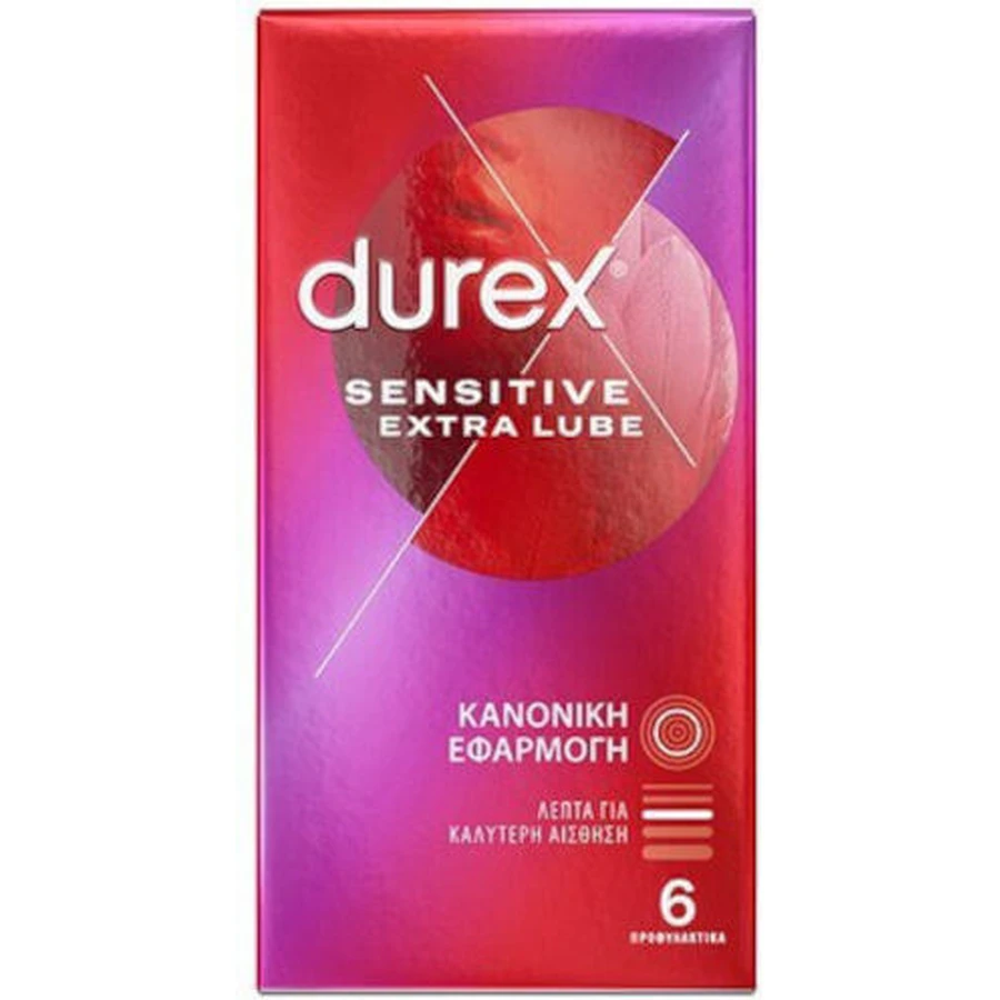 Durex Prezervative Sensitive Sensitive Extra Gleitmittel Prezervative 6pcs