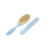 Natural hair brush and comb set, Sky Blue, Rotho BabyDesign