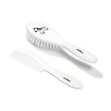 Soft hair brush and comb set, Babyono white