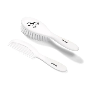 Set perie pentru par moale si pieptane, Alb Babyono