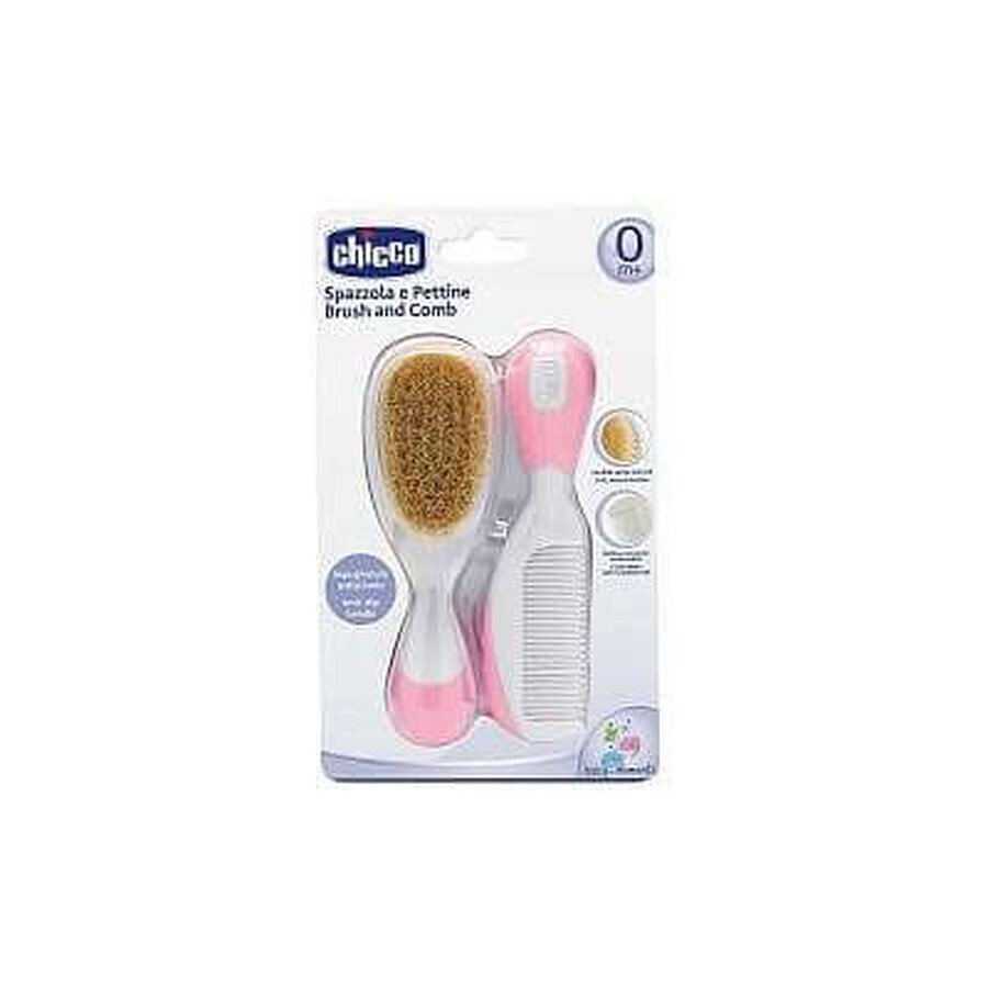 Set de brosses et peignes naturels, rose, Chicco