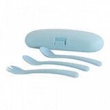 Ergonomic cutlery set, Azure, Miniland