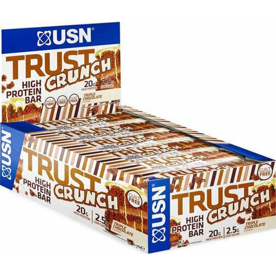 USN Trust Crunch Bars with 20gr Protein & Flavour Triple Chocolate 12x60gr