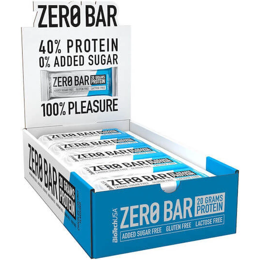 Biotech USA Zero Bar mit nativem Molkenisolat Riegel mit 40% Protein und Kokosnuss-Schokoladengeschmack 20x50gr