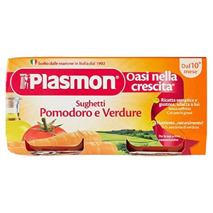 Salsa de tomate sin gluten para pasta, +10 meses, 2 uds, 80 gr, Plasmon