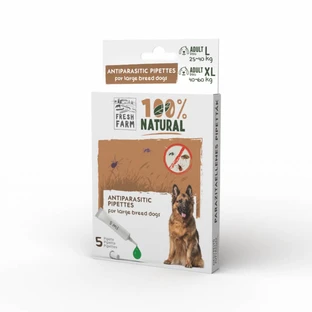 Fresh farm spot on ontwormingsmiddel voor volwassen honden L-XL, 5x5ml, 25-60 kg