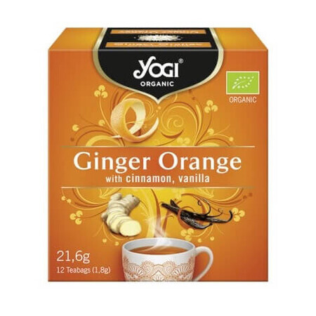 Té ecológico con naranja, jengibre, canela y vainilla Ginger Orange, 12 bolsitas, Yogi Tea