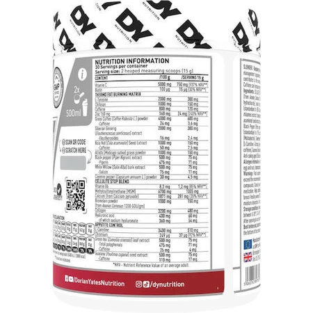 Dorian Yates Slender 150mg met Frambozensmaak 450gr