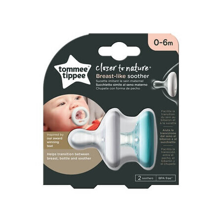 Suzeta Alb/Verde Closer to Nature 0-6 luni, 2 buc, Tommee Tippee