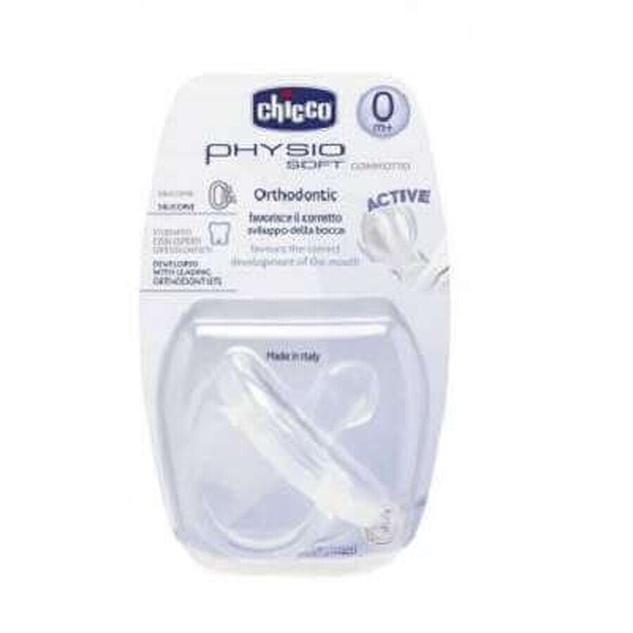 Chupete ortodóntico de silicona transparente de una pieza, 06 meses, Chicco