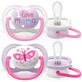 Chupete Ultra Air, 0-6 meses, dise&#241;o Text, ni&#241;as, 2 piezas, SCF080/02, Philips Avent