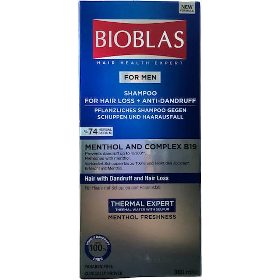 Bioblas Menthol & Complexe B19 Shampooing contre la chute des cheveux Pour tous types de cheveux 360ml