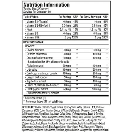 MuscleTech Hydroxycut Hardcore Super Elite 100 cápsulas vegetales