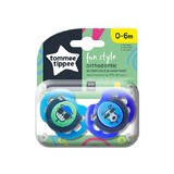 Orthodontic daytime fun cat/dog pacifier, 0-6 months, Tommee Tippee