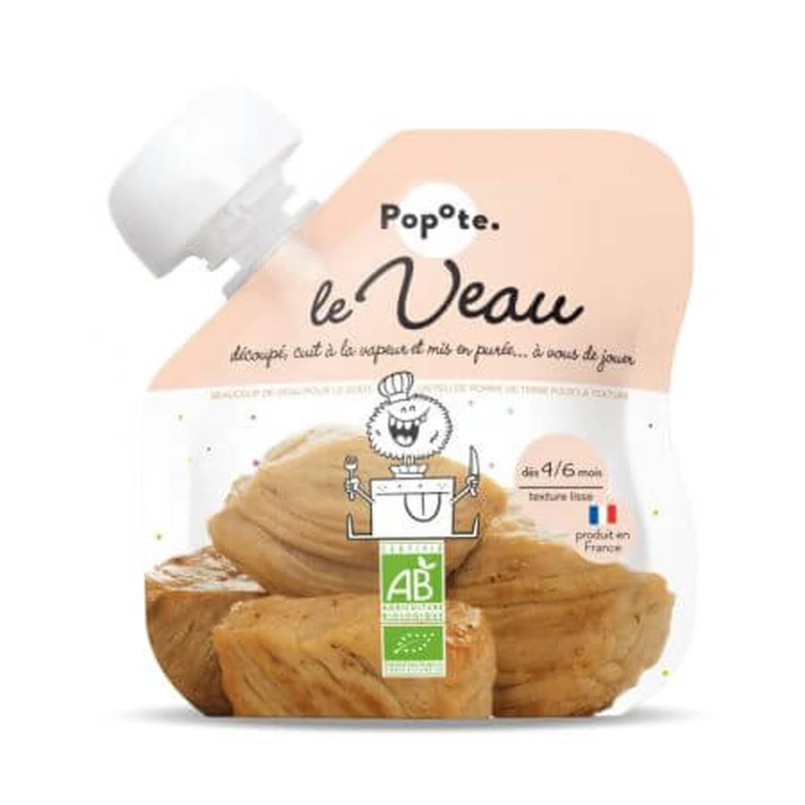 Purée bio avec 51% de veau, 4 mois+, 60 g, Popote