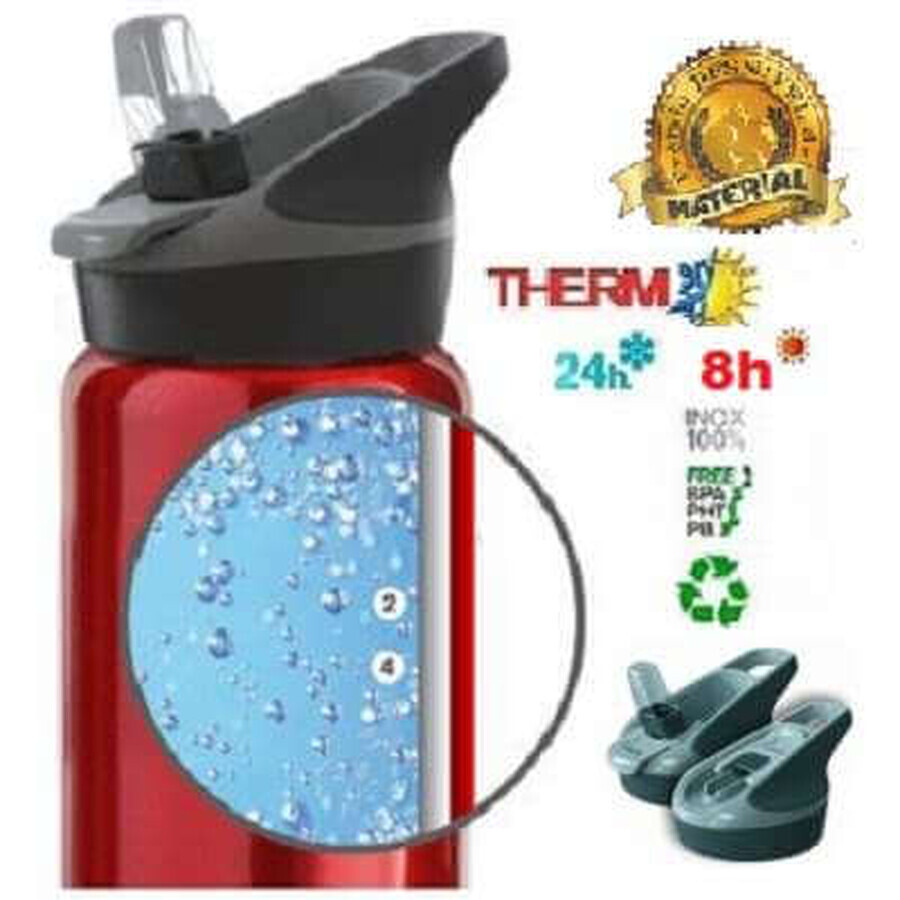 Termo de acero inoxidable con tapa automática Jannu Rojo, 350ml, Laken