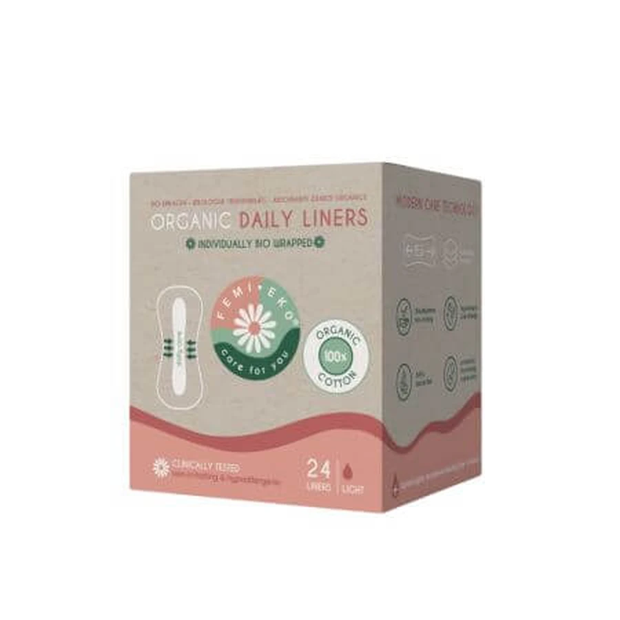 Serviettes hygiéniques biologiques, 24 pièces, FemiEko