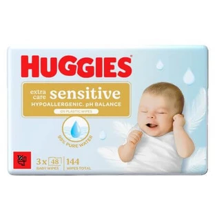 Chusteczki nawilżane Extra Care Sensitive, 3 x 48 sztuk, Huggies