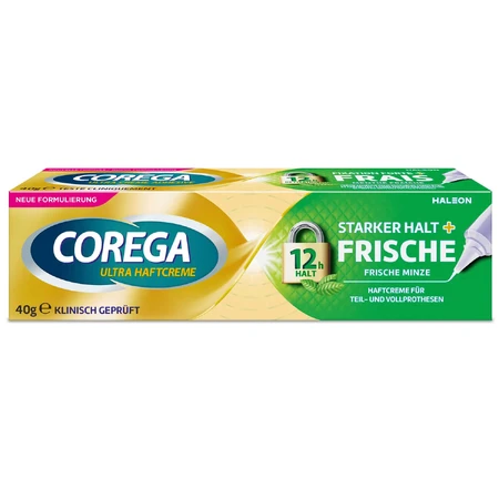 Corega, cremă pentru fixarea protezei dentare, mentă proaspătă, 40 g