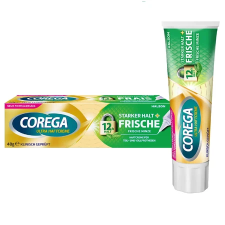 Corega, cremă pentru fixarea protezei dentare, mentă proaspătă, 40 g