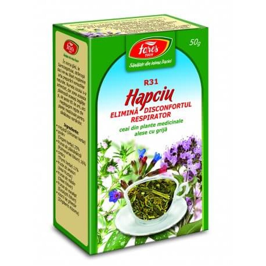 Thee Hapciu verwijdert ademhalingsmoeilijkheden R31, 50 g, Fares