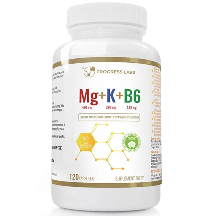 Progress Labs Magneziu + Potasiu + B6, 120 capsule